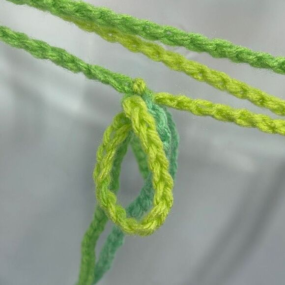 Handmade peek-a-boo crochet rainbow neon halter top crop open knit - Picture 5 of 11